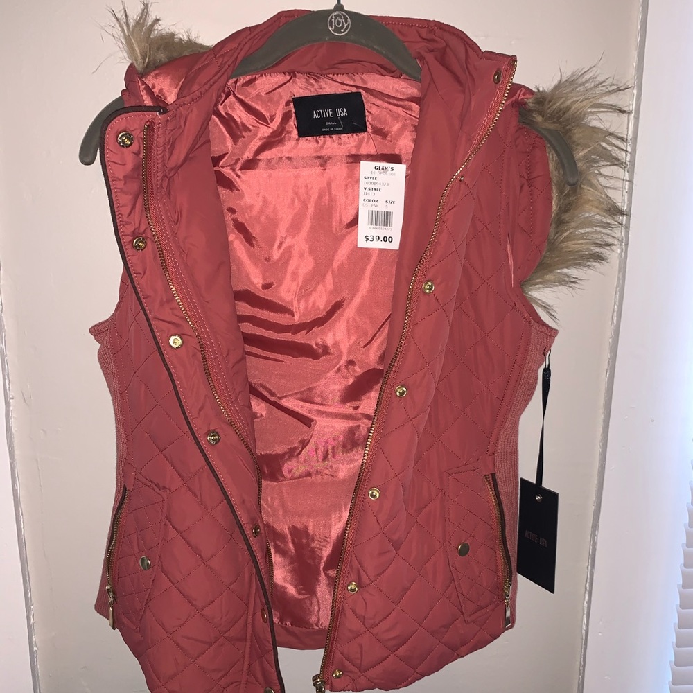 Pink hooded vest